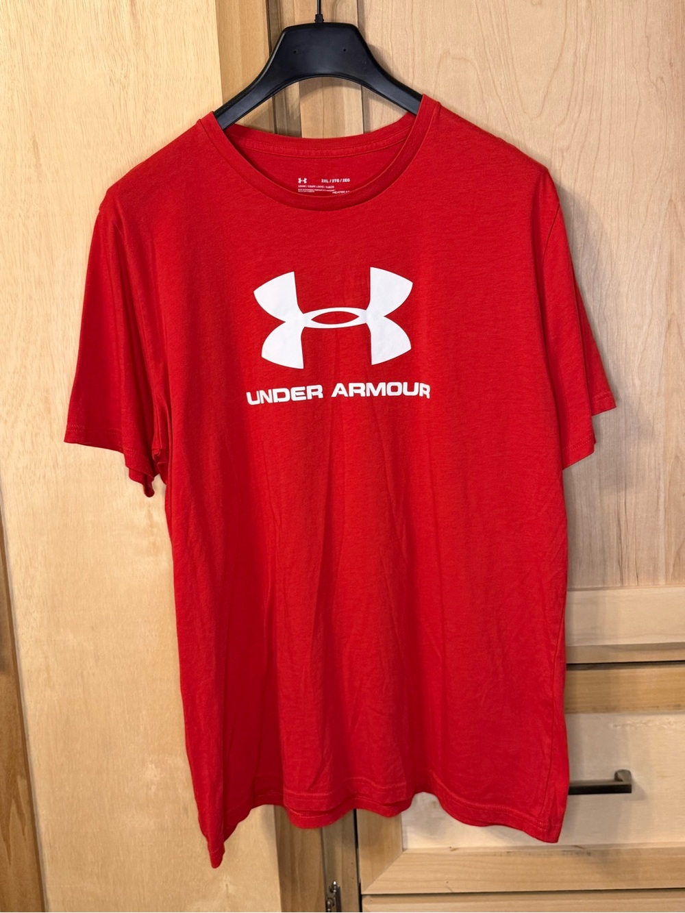 Under Armour Red Short Sleeve Tee with White Logo